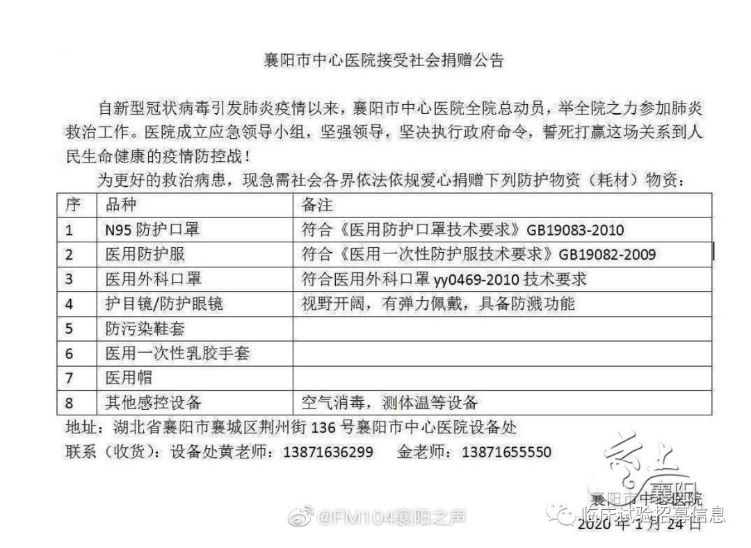 求转扩！湖北省（不包括武汉）110家医院和相关机构发出爱心捐赠公告！恳请社会各界伸出援手！