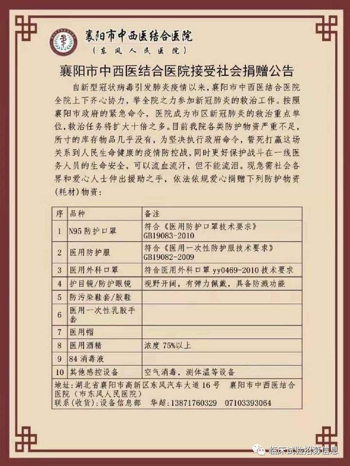 求转扩！湖北省（不包括武汉）110家医院和相关机构发出爱心捐赠公告！恳请社会各界伸出援手！