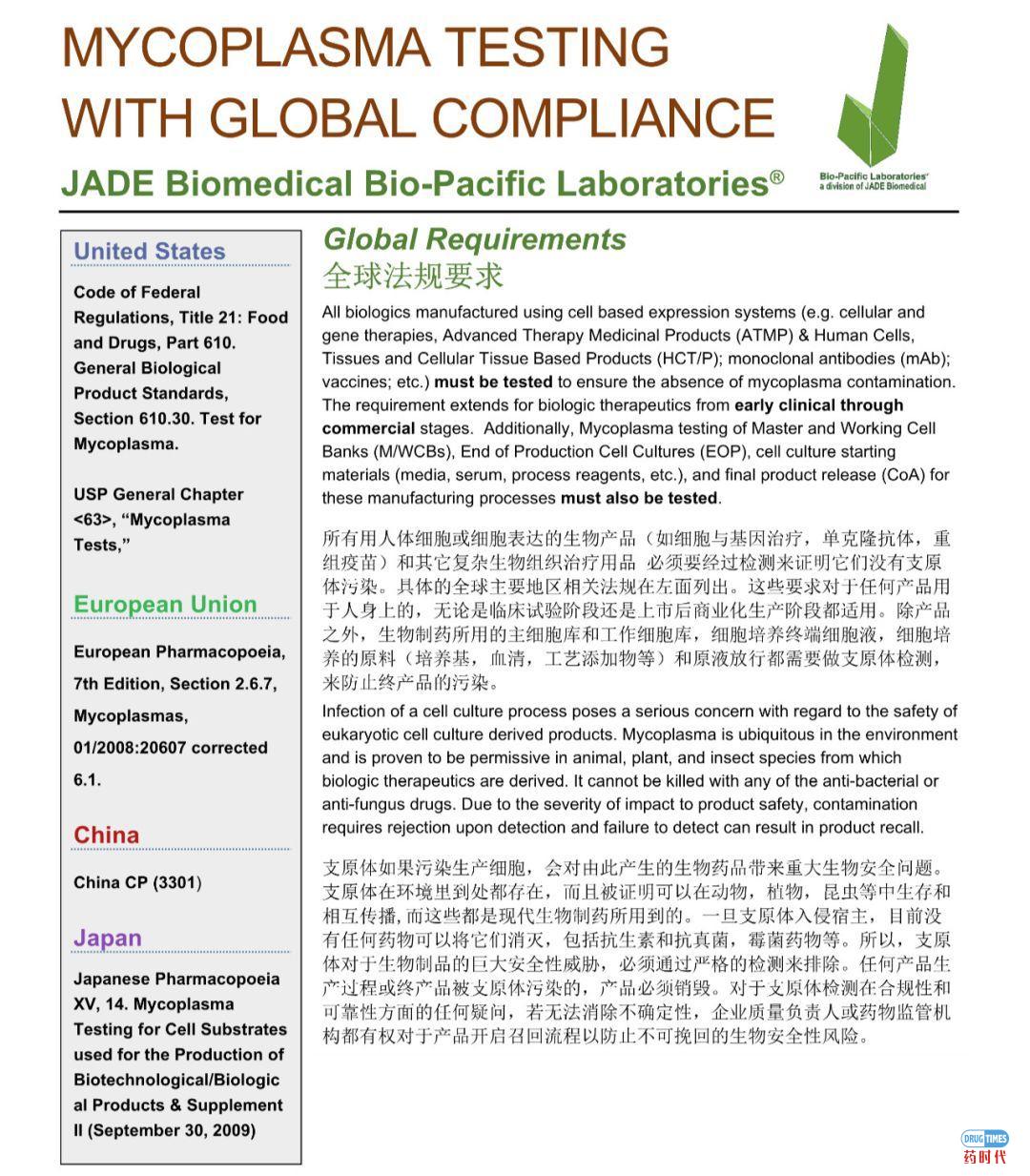 立足中国，满足全球GMP法规的支原体检测