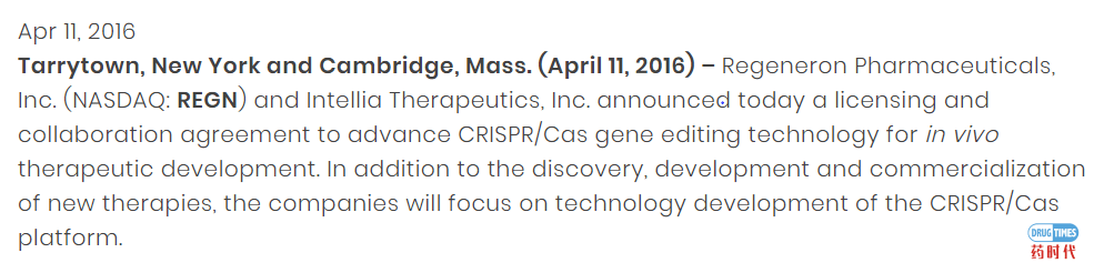 梅开二度！生物制药巨头再生元与基因编辑新贵Intellia再次联手，共同研制血友病药物