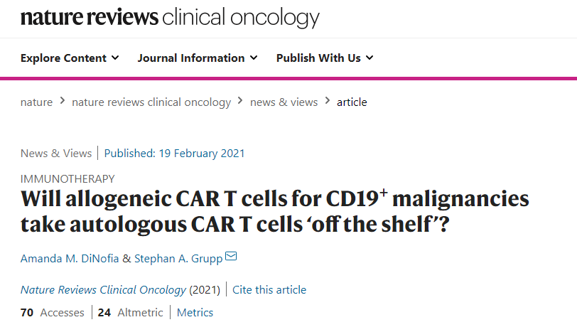 CAR-T细胞治疗为什么用自己的细胞更好？《Nature》子刊最新研究给出答案