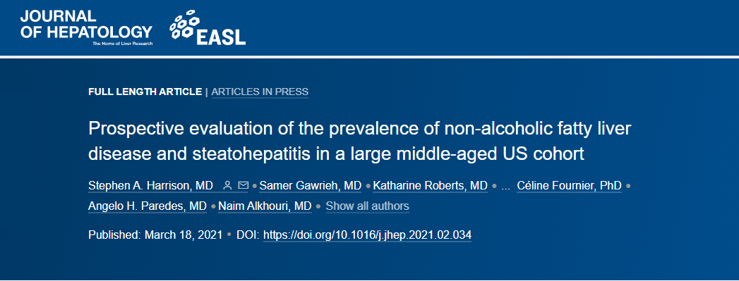 J Hepatol：一项大型美国中年队列NAFLD/NASH患病率的前瞻性评估