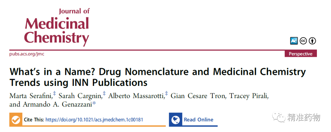 【JMC】归纳近20年2000多个药物的INNs命名信息，揭示药物的化学结构趋势