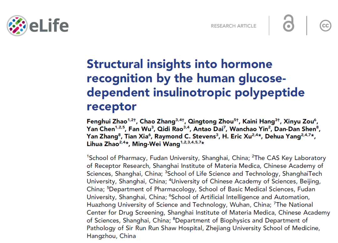 eLife | 人源葡萄糖依赖性促胰岛素释放多肽受体三维结构成功解析