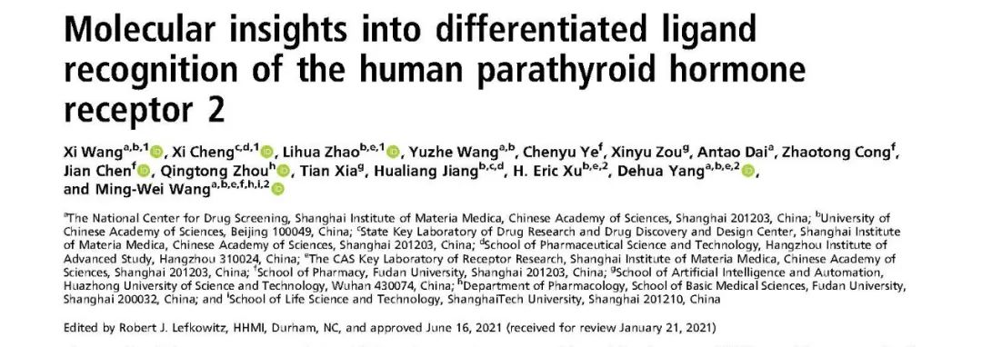 PNAS | 人源甲状旁腺激素受体2复合物三维结构成功解析