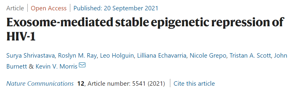 Nature子刊：外泌体递送mRNA，实现对艾滋病病毒的稳定抑制