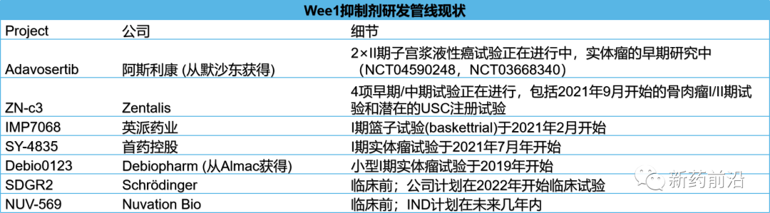 Wee1抑制剂研究十余年才刚起航，2家中国公司紧追阿斯利康走在前列