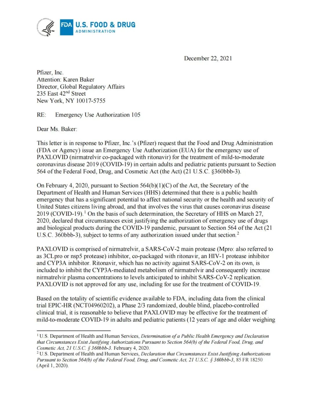 一文读懂辉瑞新冠口服药Paxlovid之紧急使用授权函（EUA Letter）和Q&A