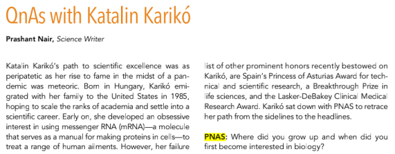 卡里科的最新访谈：论文投给Nature，24小时就被拒稿；10多年前，生物公司就广泛布局mRNA疗法