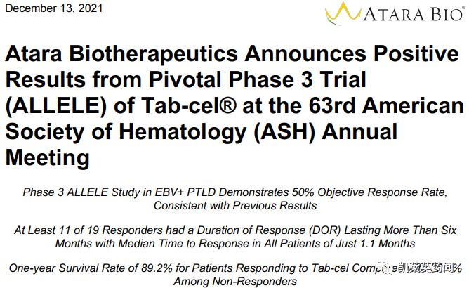 重磅！同种异体T细胞疗法上市在即，1年生存率提高近三倍，中位生存期近5年；强生BCMAxCD3双抗2期临床初步结果积极