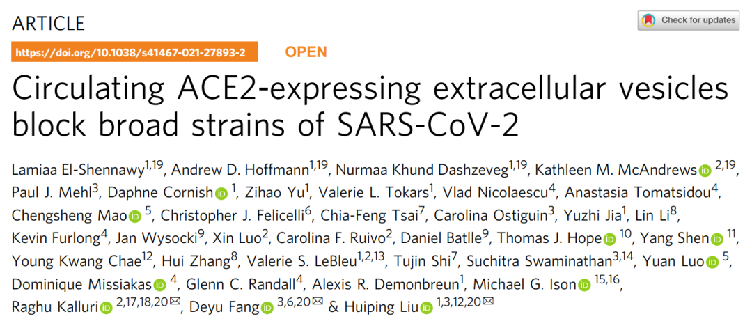 无惧突变，华人团队揭示外泌体可作为诱饵阻断多种新冠突变株