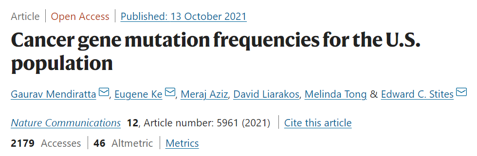 Nature子刊：所有癌症中最常见的基因突变排行榜