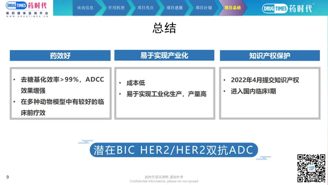 药时代BD-029-002项目 | 临床阶段大瘤种BIC潜质HER2HER2双靶点ADC寻求合作