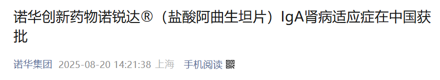 首款！诺华IgA肾病新药获批上市
