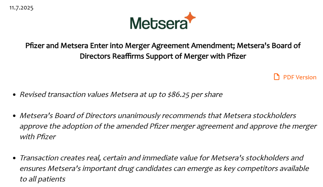 辉瑞胜出！100亿美元收购Metsera